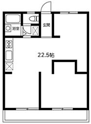 ガーデンウエストII 2階ワンルームの間取り