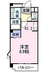 南海高野線 北野田駅 徒歩4分の賃貸マンション 3階ワンルームの間取り