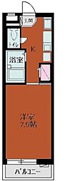プレサージュ草加 2階1Kの間取り
