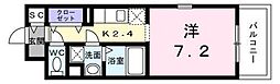 ロイヤルパーク 4階1Kの間取り