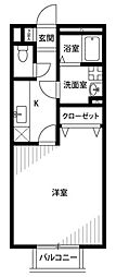 アムール ボワ 2階1Kの間取り