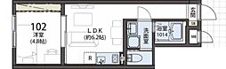 東村山市栄町1丁目アパート 1LDKの間取図画像