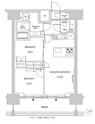 ザ・パークハビオ目白タワー 2LDKの間取図画像