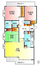 コスモ読売ランド 3LDKの間取図画像