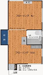 サニーハイム 1DKの間取図画像