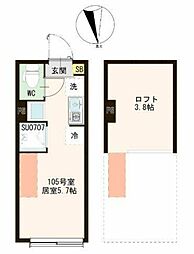 リネア平和台 ワンルームの間取図画像