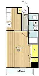 ドエル相武台 1Kの間取図画像