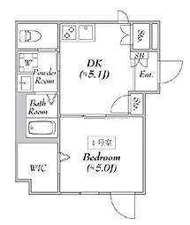 エリタージュ 2階1DKの間取り