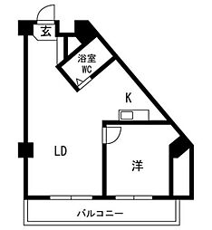 押上パークスクエア 7階1LDKの間取り