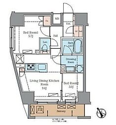 ラグゼナ北千住II 9階2LDKの間取り