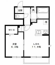 メゾン ド パルフェ ＡＢＣ棟 1階1LDKの間取り