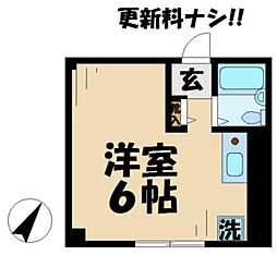 エステートヒマワリ 2階ワンルームの間取り