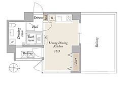 都営浅草線 馬込駅 徒歩4分の賃貸マンション 6階ワンルームの間取り