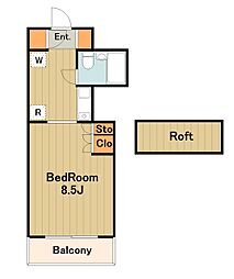 アルカディア相模原 1Kの間取図画像