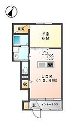 アンソレイユ 1LDKの間取図画像