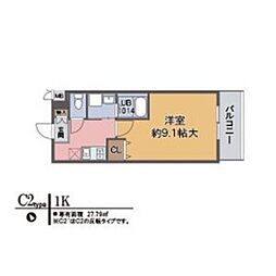 ホープ西宮 1Kの間取図画像