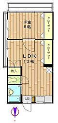 ハイツヤハタ 1LDKの間取図画像
