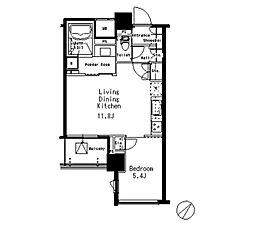 MFPR目黒タワー 1LDKの間取図画像