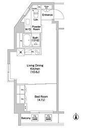 コンフォリア西新宿 6階1LDKの間取り