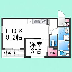 REGALEST七道A 1LDKの間取図画像