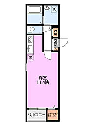 Crest Minori 2階ワンルームの間取り