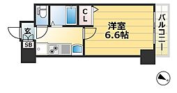 エステムコート三宮EASTIIリベルテ 7階1Kの間取り