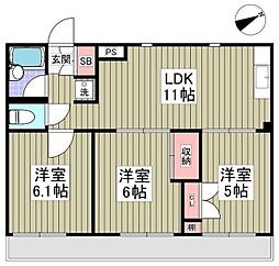 ファミール常盤平 3LDKの間取図画像