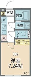 カインドネス津田沼 1Kの間取図画像