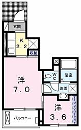 メゾンコリーヌ 1Kの間取図画像