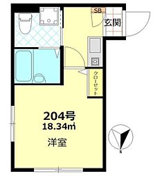 タックフォレスト四ツ木 1Kの間取図画像
