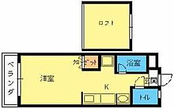 ビューライフおさ ワンルームの間取図画像