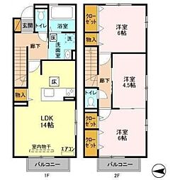 アシネス 1階3LDKの間取り