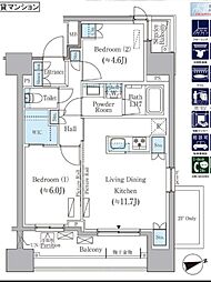 パークアクシス御茶ノ水ヒルトップ 2LDKの間取図画像