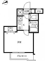 スカイコート成増第2 2階1Kの間取り