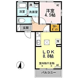 リオン 1LDKの間取図画像
