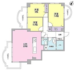 ブロンズストーン宇田川 1階3LDKの間取り