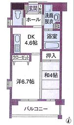 さくら弐番館 4階2DKの間取り