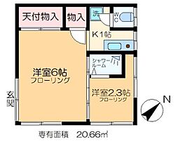 小泉荘 2階2Kの間取り