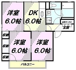 JR中央線 高尾駅 バス6分 鍛冶屋敷下車 徒歩1分の賃貸アパート 1階3DKの間取り