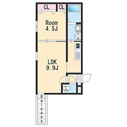 フジパレス和歌山駅南III番館 202 2階1LDKの間取り