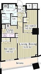ザ・パークハウス西新宿タワー60 27階2LDKの間取り