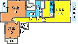 DOMみなと元町 2階2LDKの間取り