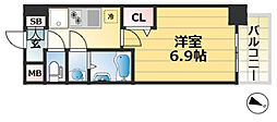 アドバンス神戸レイソレ 1Kの間取図画像