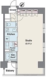 アジリア銀座J's ワンルームの間取図画像