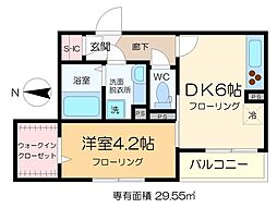 アイリス北綾瀬 1DKの間取図画像