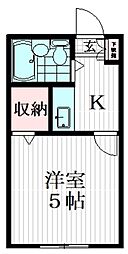 ユリシス荏原 1Kの間取図画像
