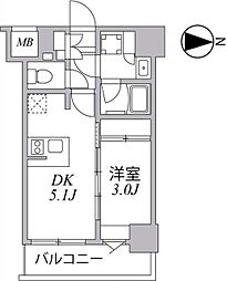 シーフォルム住吉 8階1DKの間取り