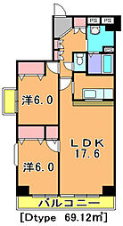 パラシオ 2LDKの間取図画像
