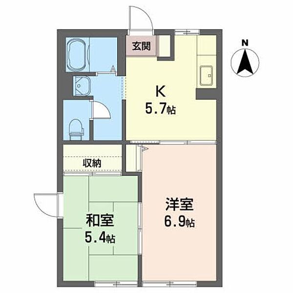メゾン・リブジェ 105｜岩手県花巻市材木町(賃貸アパート2K・1階・40.00㎡)の写真 その2
