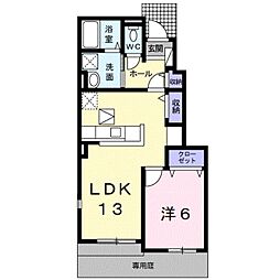 リュミエル　ほしや 1階1LDKの間取り